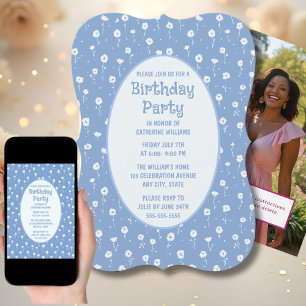 Convite de aniversário De Flores Brancas De Qualqu