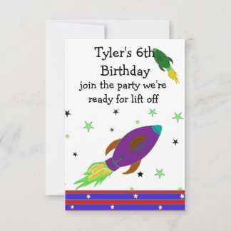 Convite de Aniversário de Foguete Espacial