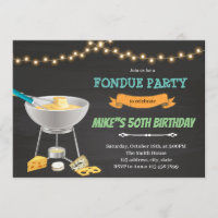 convite de aniversário de fondue de queijo
