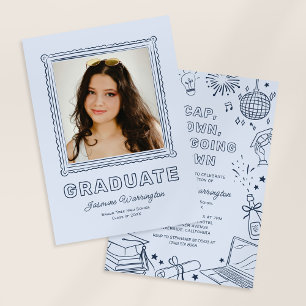 Convite de Aniversário de Formatura com Doodle de
