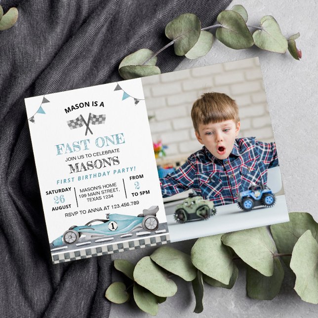 Convite de Aniversário de Foto de Carro Rápido de  (Criador carregado)