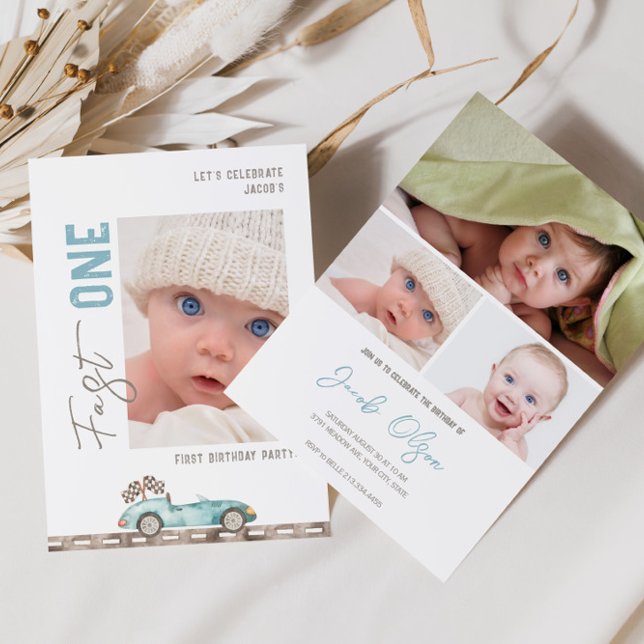 Convite de Aniversário de Foto de Carro Rápido de  (Criador carregado)