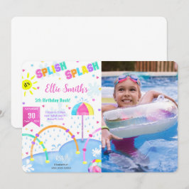 Convite de Aniversário de Foto de Splash Pad Editá