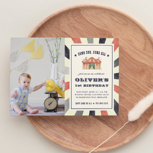 Convite de aniversário de Foto do Circus Vintage