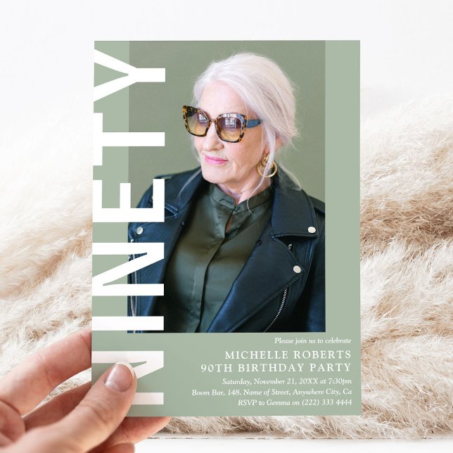 Convite de aniversário de Foto do Modern NINETY (Criador carregado)