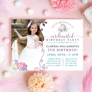 Convite de aniversário de Foto do Rainbow Unicorn