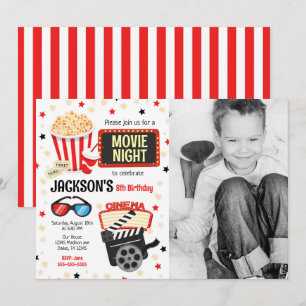 Convite de Aniversário de Foto para Noite de Cinem