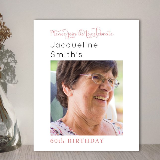 Convite de Aniversário de Foto Rosa Esbranquiçada (Criador carregado)