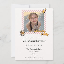 Convite de Aniversário de Foto Verificada Retroati