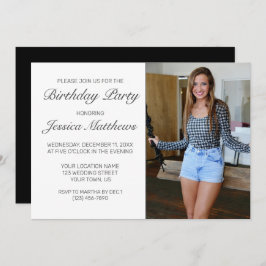 Convite de aniversário de Fotografia Moderno Minim