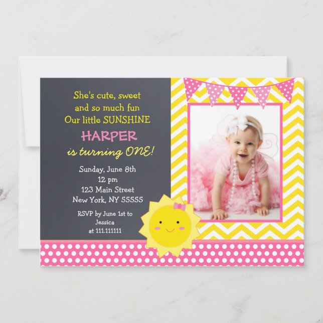 Convite de aniversário de Fotografia Sunshine (Frente)