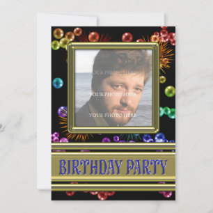Convite de aniversário de fotografias com bolhas