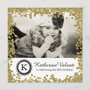 Convite de aniversário de Fotografias com Glitter