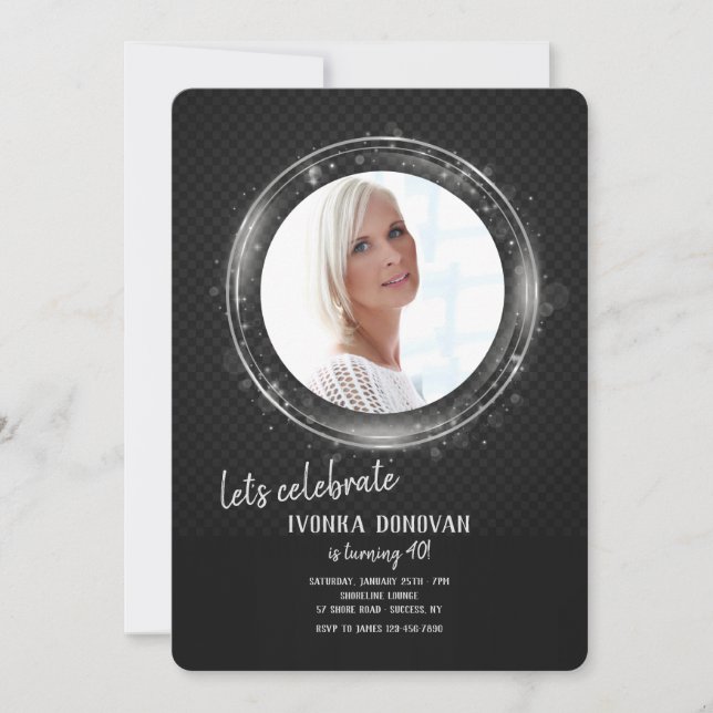 Convite de aniversário de Fotografias do Silver Fr (Frente)