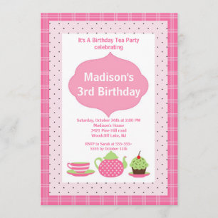 Convite de aniversário de Fotografias do Tea Part