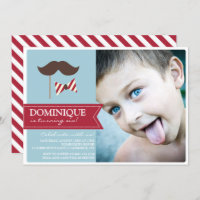 Convite de aniversário de fotos com bigode e Arco