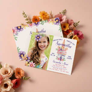 Convite de aniversário de Fotos do Cupcake Unicó