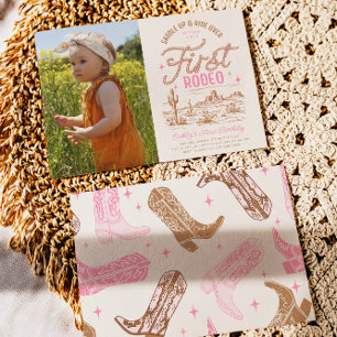 Convite de aniversário de fotos do Rodeo da Menina