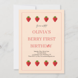 Convite de aniversário de Fruta de Berry de Strawb