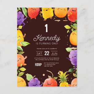 Convite de Aniversário de Frutas Fofas