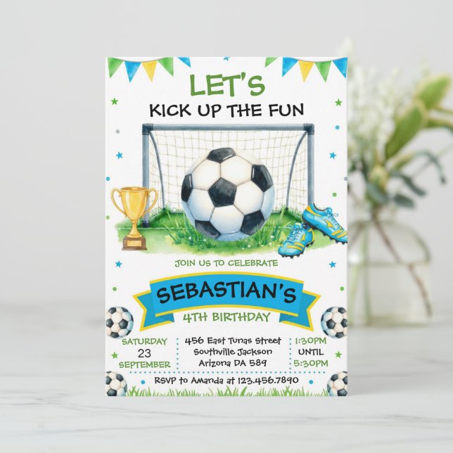 Convite de Aniversário de Futebol (Em pé/Frente)