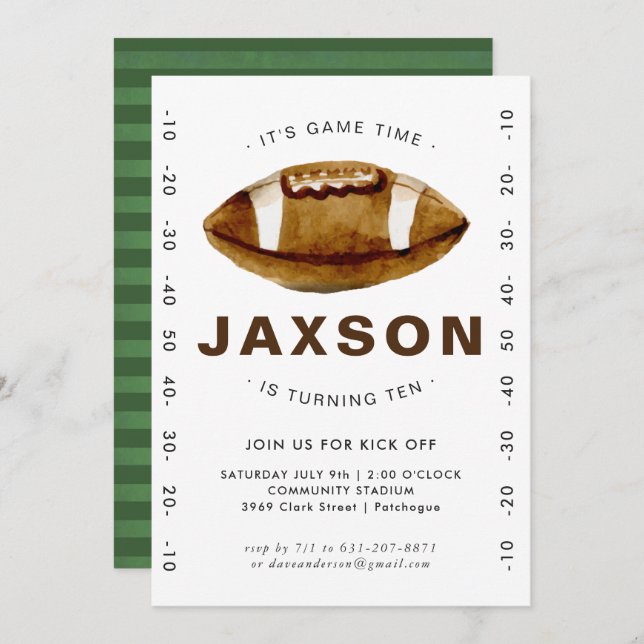 Convite de aniversário de futebol (Frente/Verso)