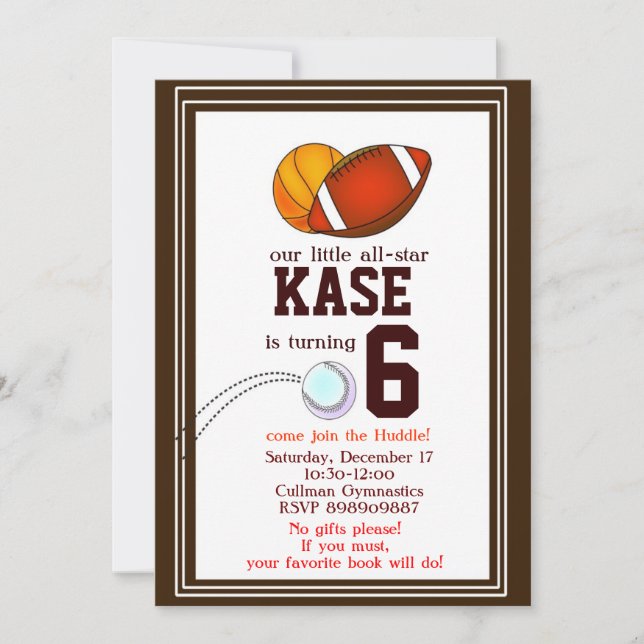 Convite de aniversário de futebol (Frente)