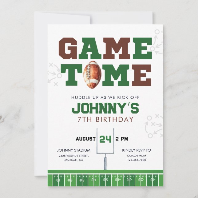 Convite de Aniversário de Futebol Americano Game T (Frente)