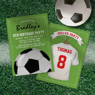 Convite de Aniversário de Futebol com Camisa Branc