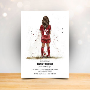 Convite de Aniversário de Futebol de Menina