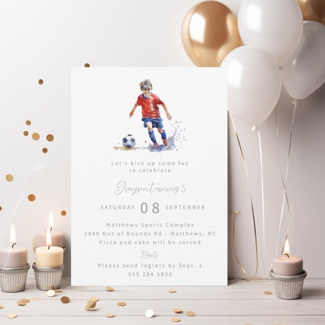 Convite de aniversário De Futebol De Menino - Aqua (Criador carregado)