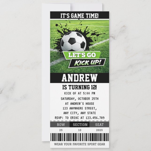 Convite de Aniversário de Futebol Editável para me (Frente)
