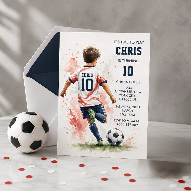 Convite de Aniversário de Futebol em Aquarela para (Criador carregado)