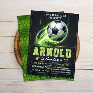 Convite de Aniversário de Futebol   Esporte Neon V