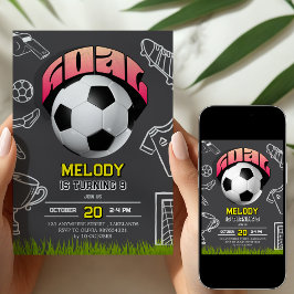 Convite de Aniversário de Futebol Feminino