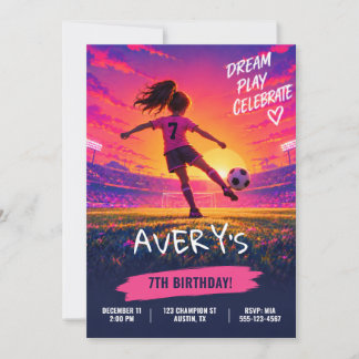 Convite de Aniversário de Futebol Feminino