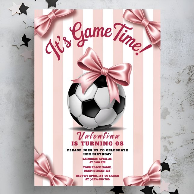 Convite de Aniversário de Futebol Feminino Hora do (Criador carregado)
