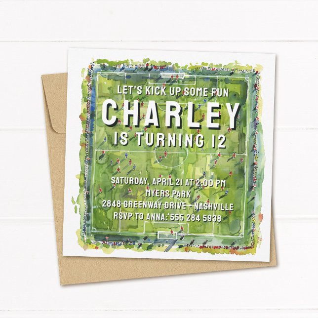 Convite de aniversário de futebol - Festa de futeb (Criador carregado)