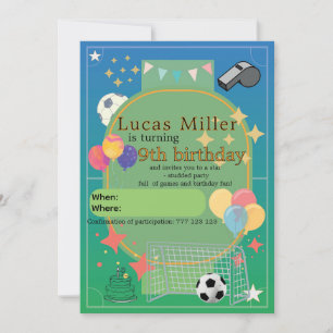 Convite de Aniversário de Futebol Festa Infantil