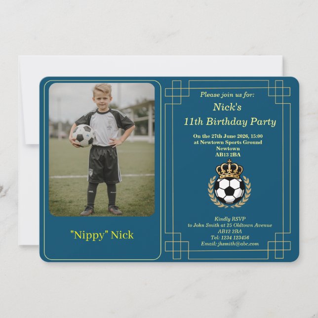 Convite de Aniversário de Futebol Infantil com Fot (Frente)