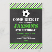 Convite de aniversário de futebol negro verde