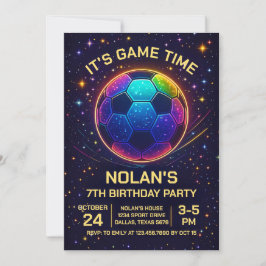 Convite de Aniversário de Futebol Neon