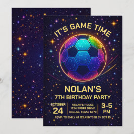 Convite de Aniversário de Futebol Neon