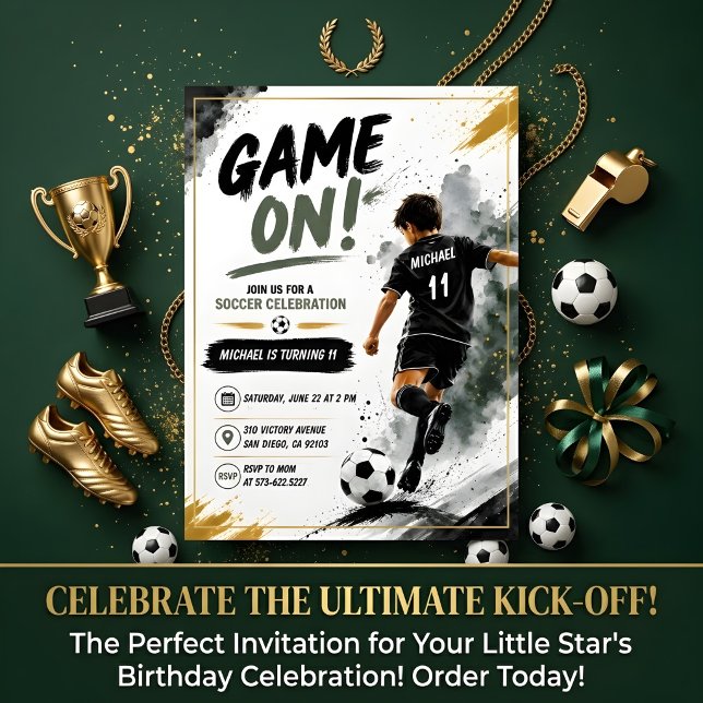 Convite de Aniversário de Futebol para Crianças -  (Criador carregado)