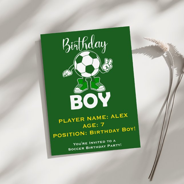 Convite de Aniversário de Futebol para Meninos Nom (Criador carregado)