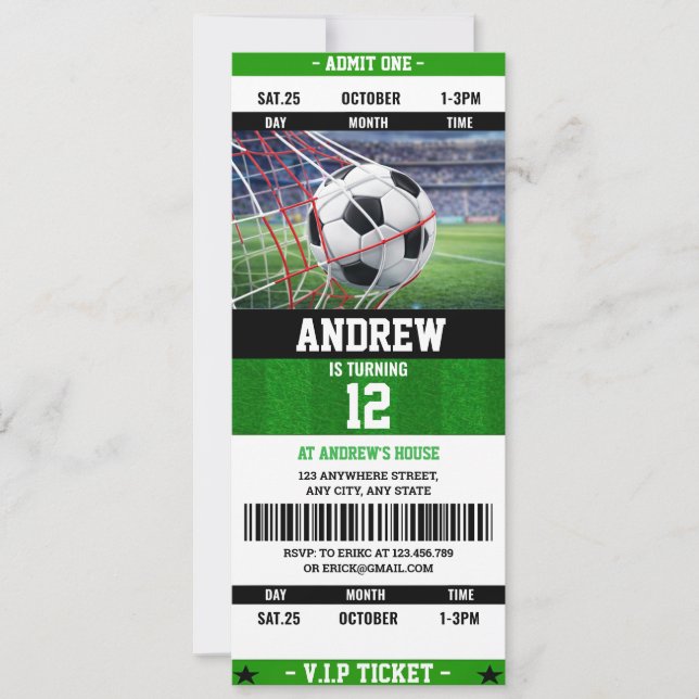 Convite de Aniversário de Futebol Personalizado pa (Frente)