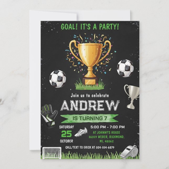 Convite de Aniversário de Futebol Pessoal (Frente)