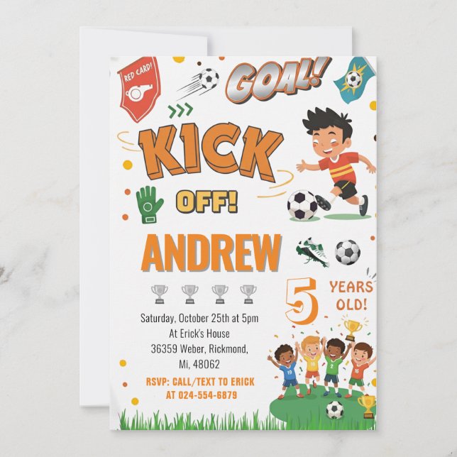 Convite de Aniversário de Futebol Pessoal (Frente)