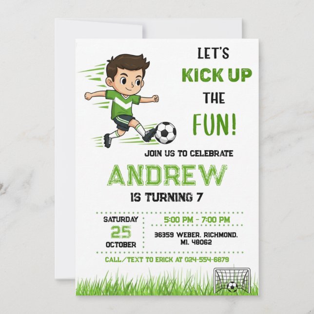 Convite de Aniversário de Futebol Pessoal (Frente)