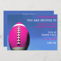 Convite de Aniversário de Futebol Rosa de Festa Me